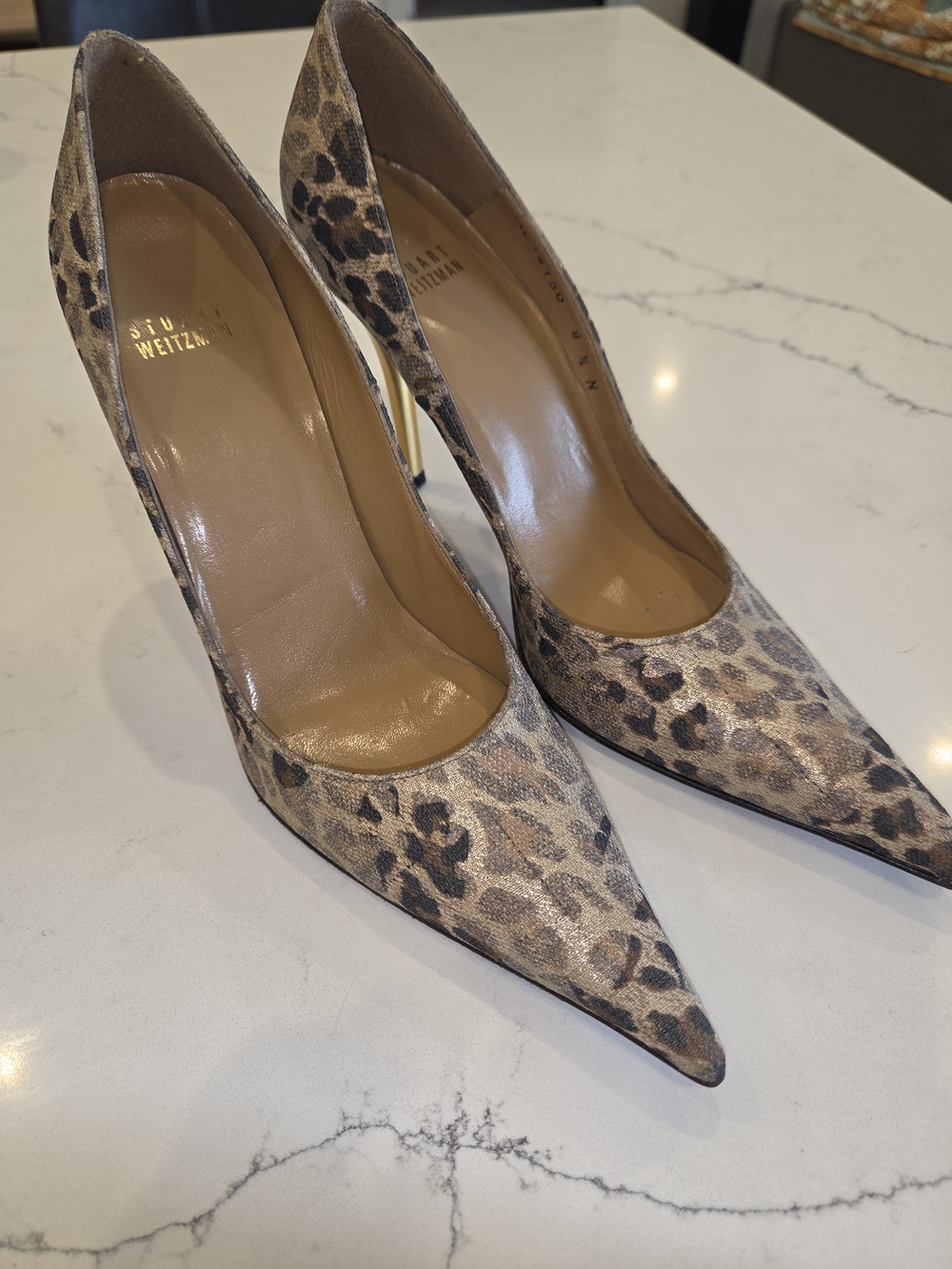 Stuart Weitzman Leopard-Print Pointed Toe Stiletto Pumps - Brown/Tan